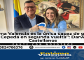 Paloma Valencia junto al representante electo Darwin Castellanos hablando sobre elecciones presidenciales 2026 en el Meta