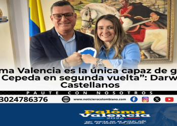 Paloma Valencia junto al representante electo Darwin Castellanos hablando sobre elecciones presidenciales 2026 en el Meta