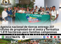 Familias campesinas reciben títulos de propiedad entregados por la Agencia Nacional de Tierras en municipios del Meta.