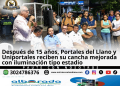 Cancha deportiva renovada con iluminación LED tipo estadio en Portales del Llano y Uniportales de Villavicencio.