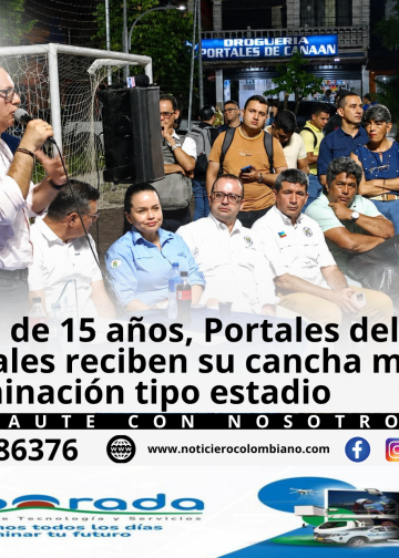 Cancha deportiva renovada con iluminación LED tipo estadio en Portales del Llano y Uniportales de Villavicencio.