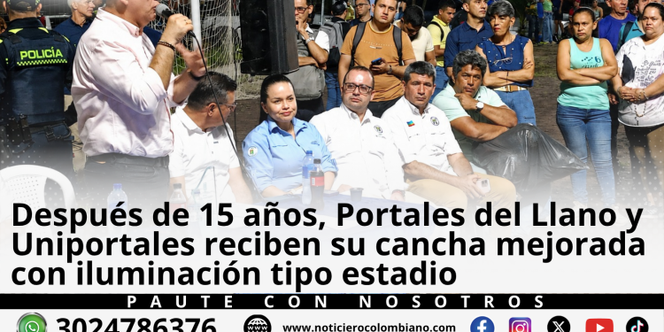 Cancha deportiva renovada con iluminación LED tipo estadio en Portales del Llano y Uniportales de Villavicencio.