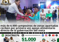 Entrega de cestas nutricionales del programa Casabe a familias campesinas de zonas rurales apartadas del Meta para fortalecer la seguridad alimentaria.