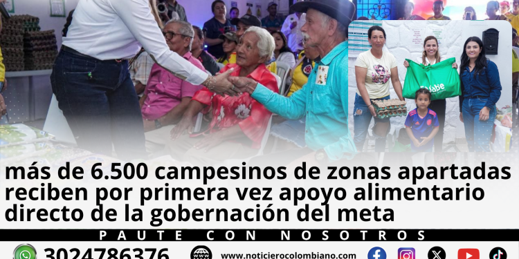 Entrega de cestas nutricionales del programa Casabe a familias campesinas de zonas rurales apartadas del Meta para fortalecer la seguridad alimentaria.