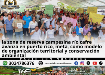 Campesinos y representantes institucionales participan en la audiencia pública de la Zona de Reserva Campesina Río Cafre en Puerto Rico Meta.