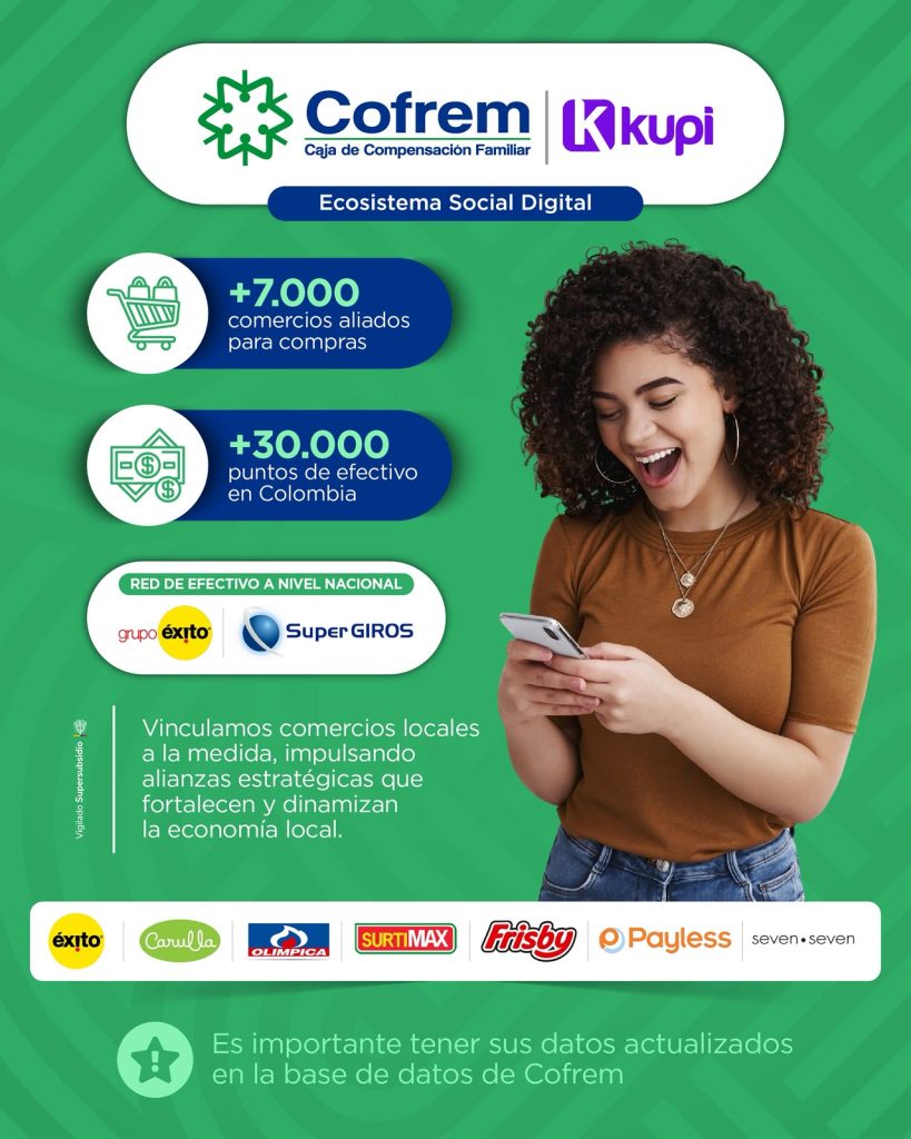 Afiliados de Cofrem utilizando la aplicación Cofrem Kupi para consultar y administrar la cuota monetaria