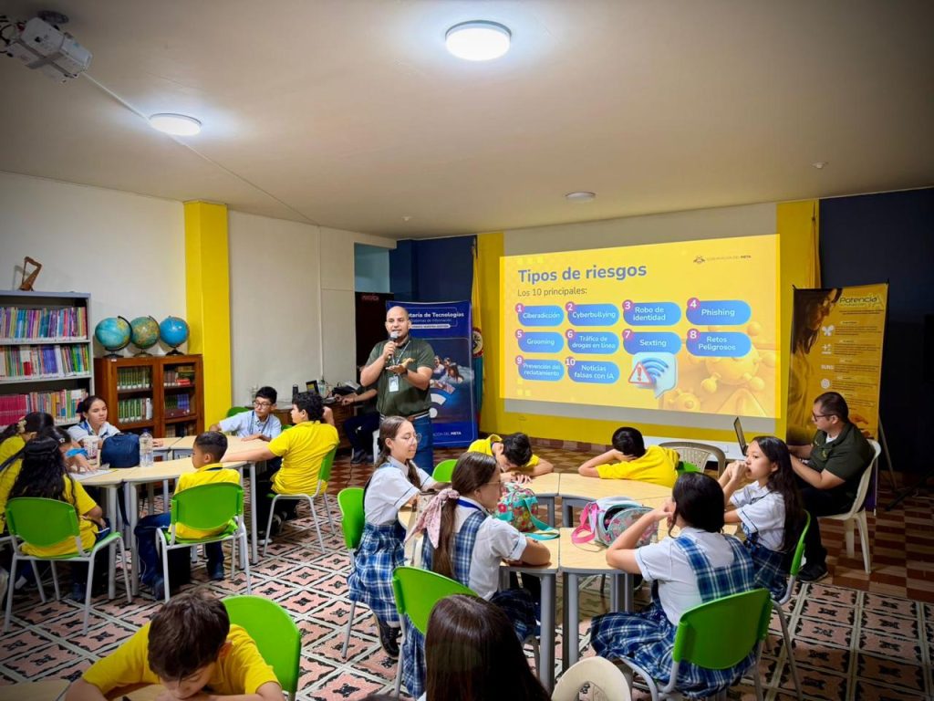 Estudiantes del Meta participan en actividades de la estrategia Ciberguardianes para fortalecer la seguridad digital, prevenir el ciberacoso y proteger sus datos personales en internet.