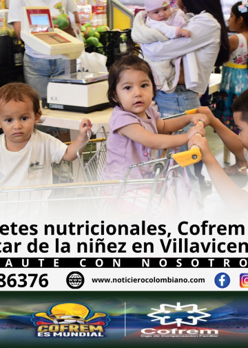 Entrega de paquetes nutricionales del programa Creciendo Juntos de Cofrem para madres gestantes, madres lactantes y niños en Villavicencio.