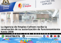 Funcionarios de la Agencia de Empleo Cofrem tras la renovación de la autorización de funcionamiento otorgada por el Servicio Público de Empleo.