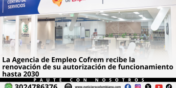 Funcionarios de la Agencia de Empleo Cofrem tras la renovación de la autorización de funcionamiento otorgada por el Servicio Público de Empleo.
