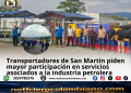 Transportadores de San Martín, Meta, durante manifestación relacionada con la contratación de servicios petroleros