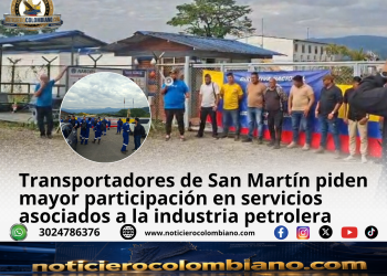 Transportadores de San Martín, Meta, durante manifestación relacionada con la contratación de servicios petroleros