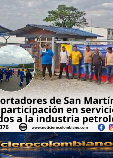 Transportadores de San Martín, Meta, durante manifestación relacionada con la contratación de servicios petroleros