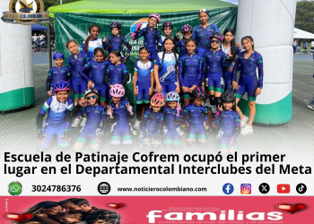 Patinadores de la Escuela de Patinaje Cofrem durante el Departamental Interclubes del Meta