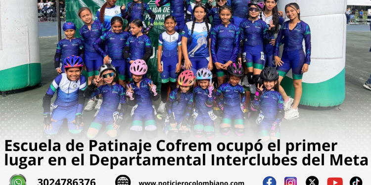 Patinadores de la Escuela de Patinaje Cofrem durante el Departamental Interclubes del Meta