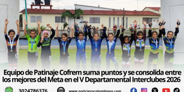 Deportistas de la Escuela de Patinaje Cofrem durante el V Departamental Interclubes 2026 en Acacías, Meta