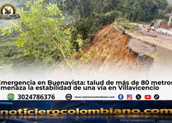 Socavación y talud de más de 80 metros en la vía de Buenavista en Villavicencio